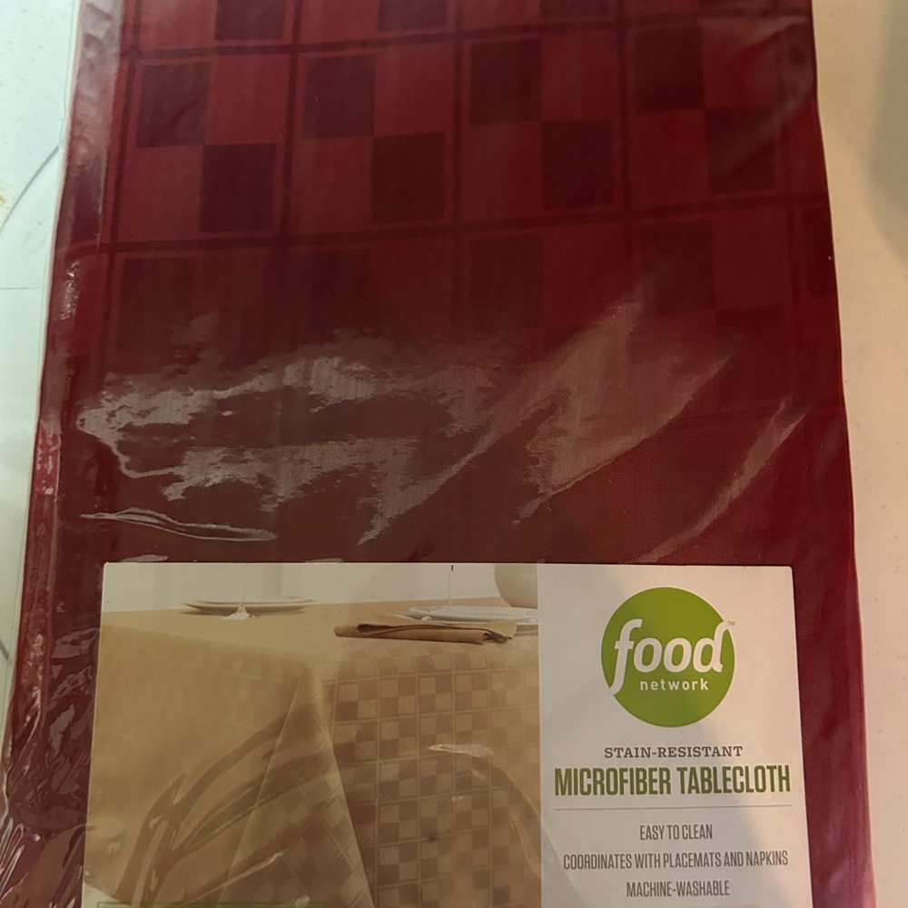 Food Network Red Microfiber Tablecloth